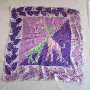 Vintage Silk Giraffe Scarf by Kimball 34" Purple Unique Eclectic Boho Luxury